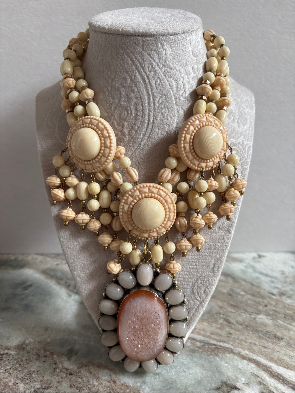Made in the Deep South vintage Druzy and Agate necklace